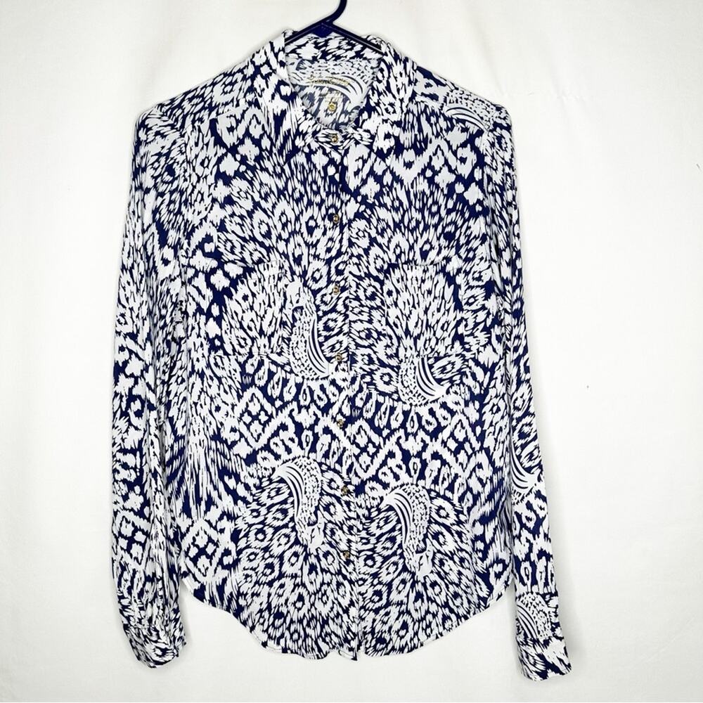 LILLY PULITZER Sea View Peacock Button Down Shirt in Size XS